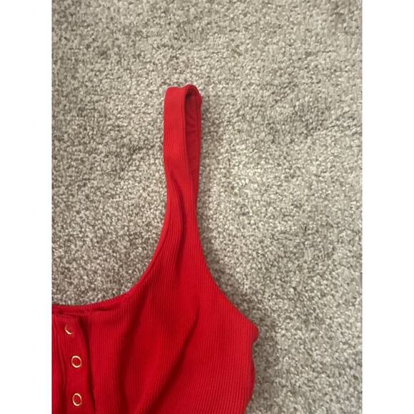 Beach Bunny Red Tide Knot Snap Buttons Bralette Bikini Top, S - Picture 7 of 13